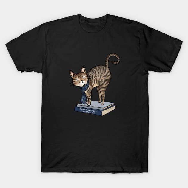 HP Blue House Cat, Books and Quote T-Shirt by indiebookster